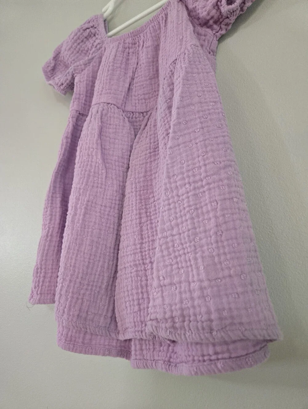 Wonder Nation Girls Lavender Purple Gauze Puff Sleeve Dress 2T